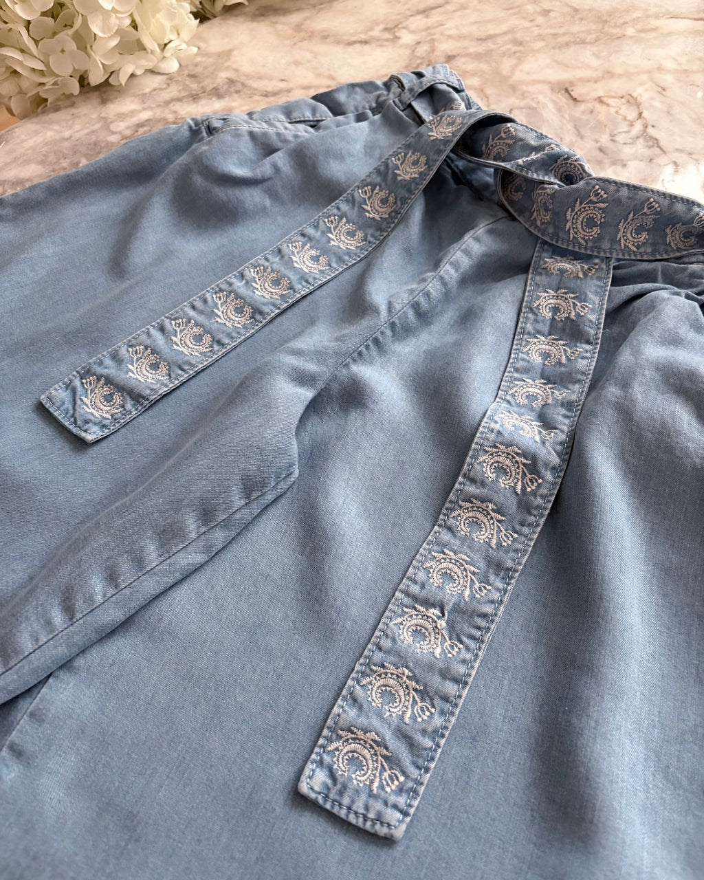 Chloé Kids Lightweight Wide Leg Trousers, Denim Light