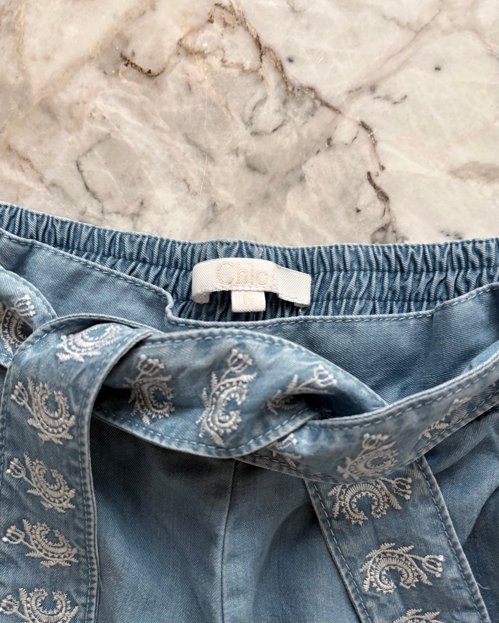 Chloé Kids Lightweight Wide Leg Trousers, Denim Light