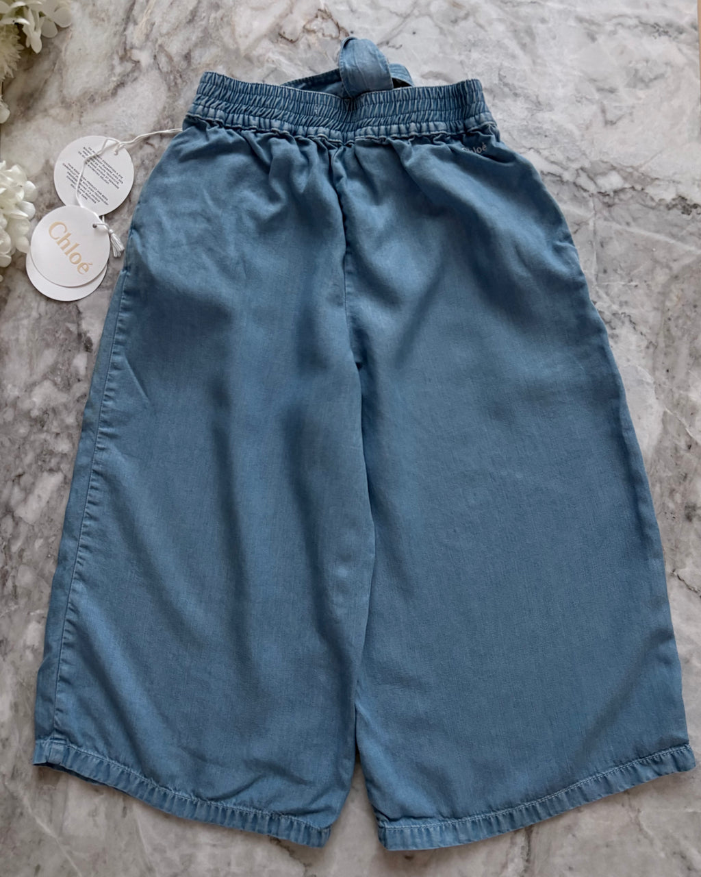 Chloé Kids Lightweight Wide Leg Trousers, Denim Light