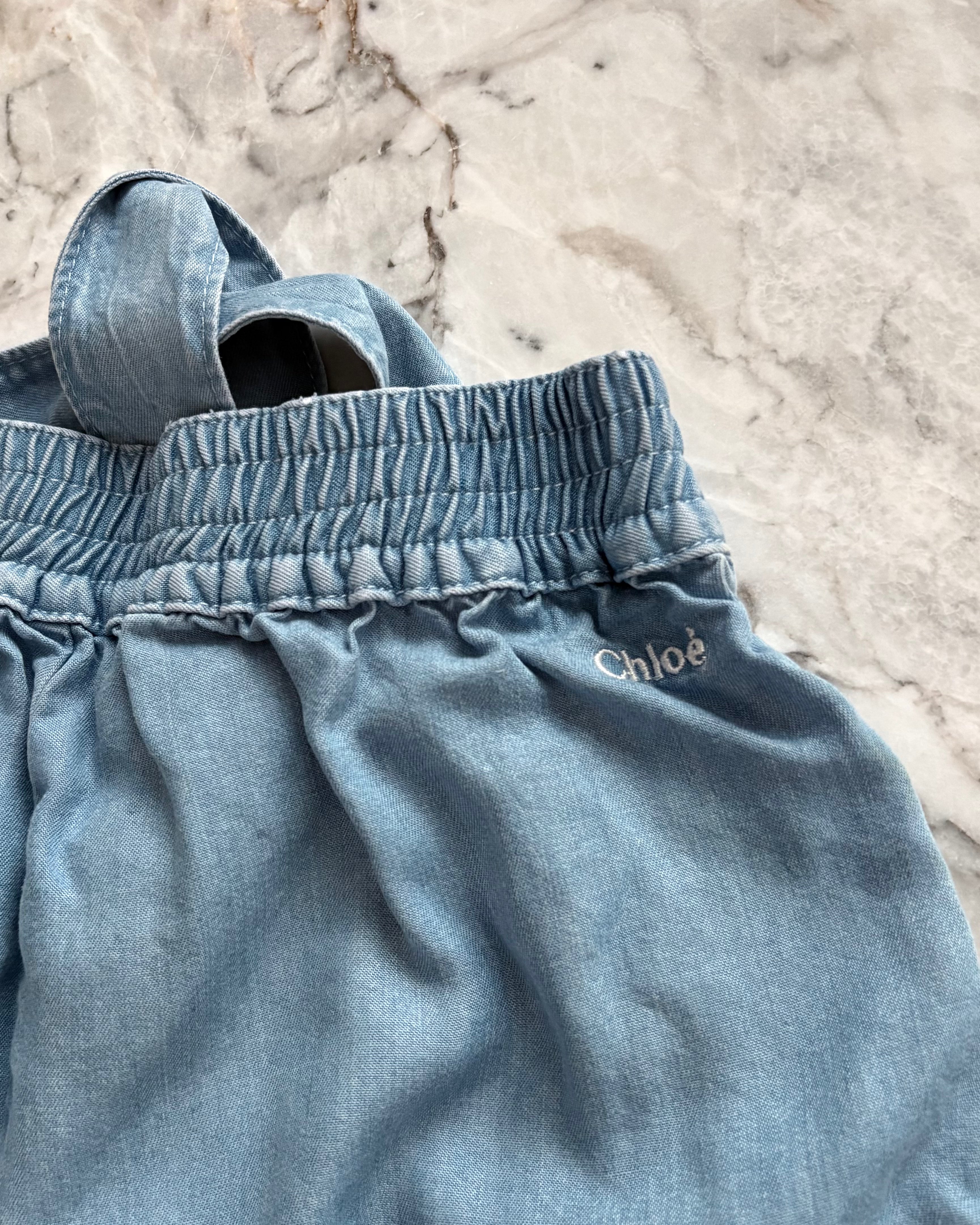 Chloé Kids Lightweight Wide Leg Trousers, Denim Light