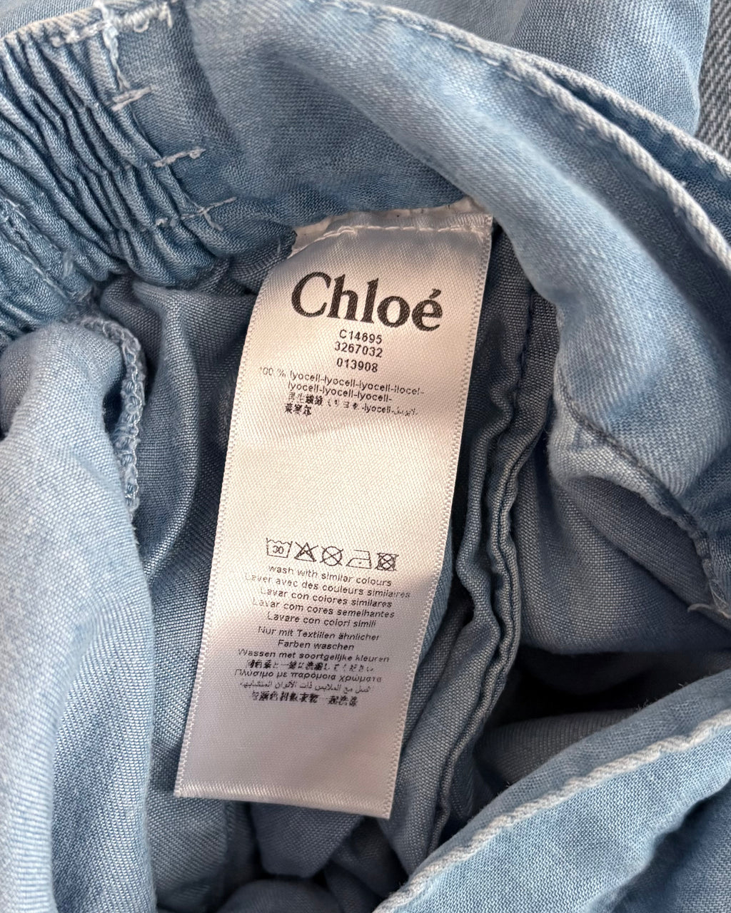 Chloé Kids Lightweight Wide Leg Trousers, Denim Light