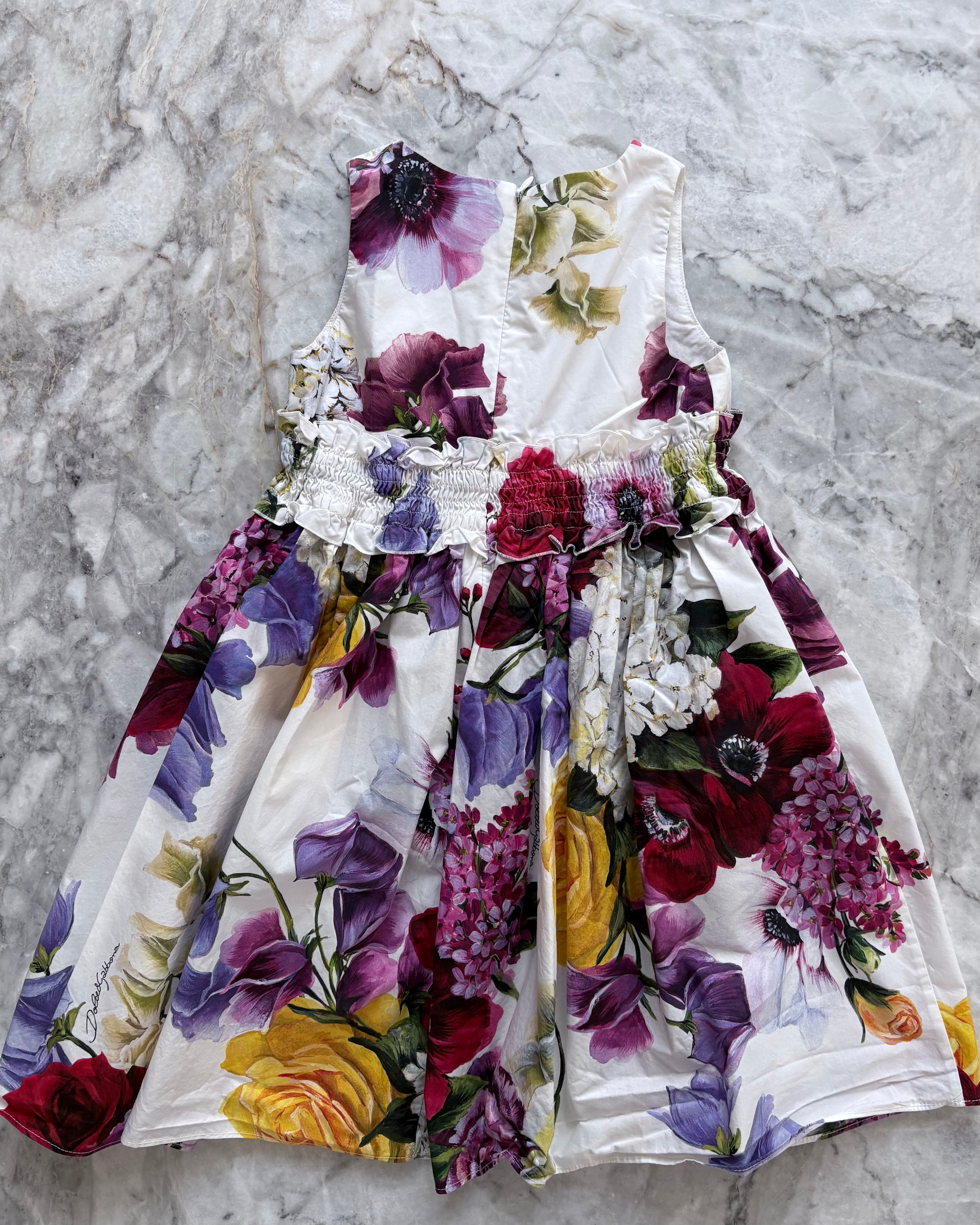 Dolce & Gabbana Kids Floral Cotton Dress with Matching Diaper Cover, Multicolor