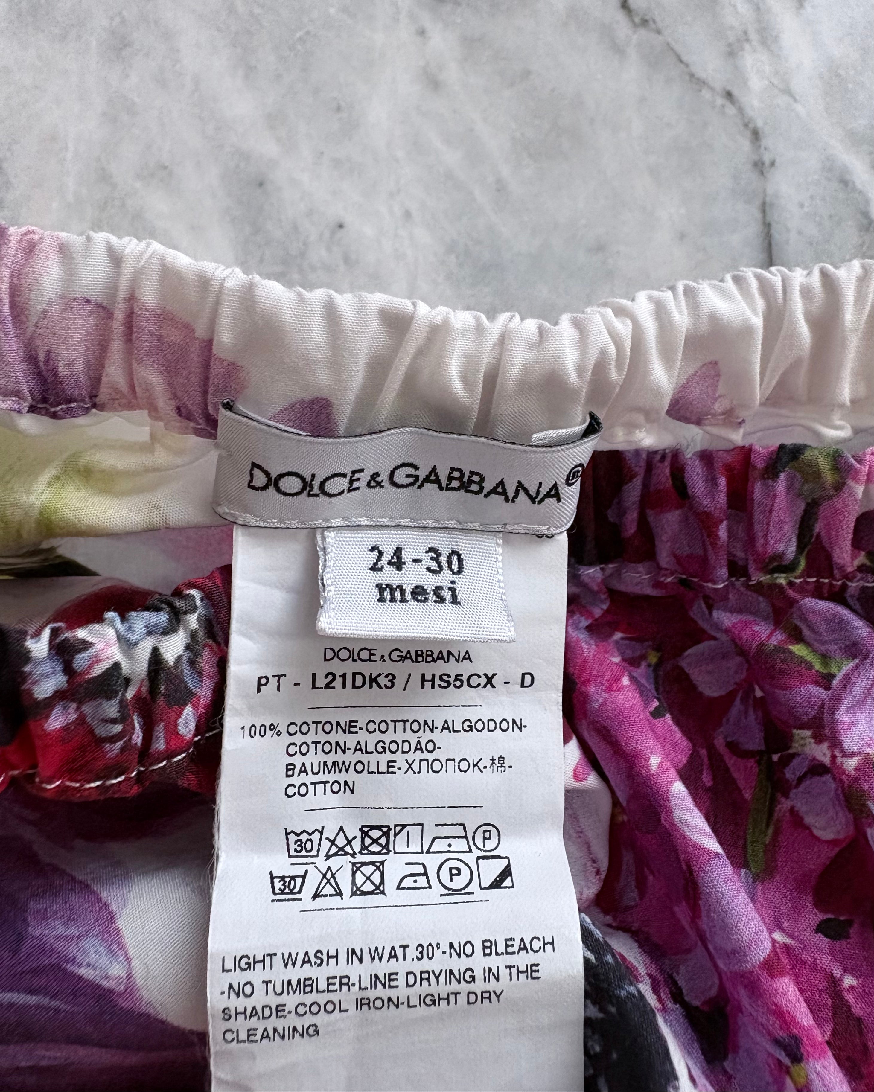 Dolce & Gabbana Kids Floral Cotton Dress with Matching Diaper Cover, Multicolor