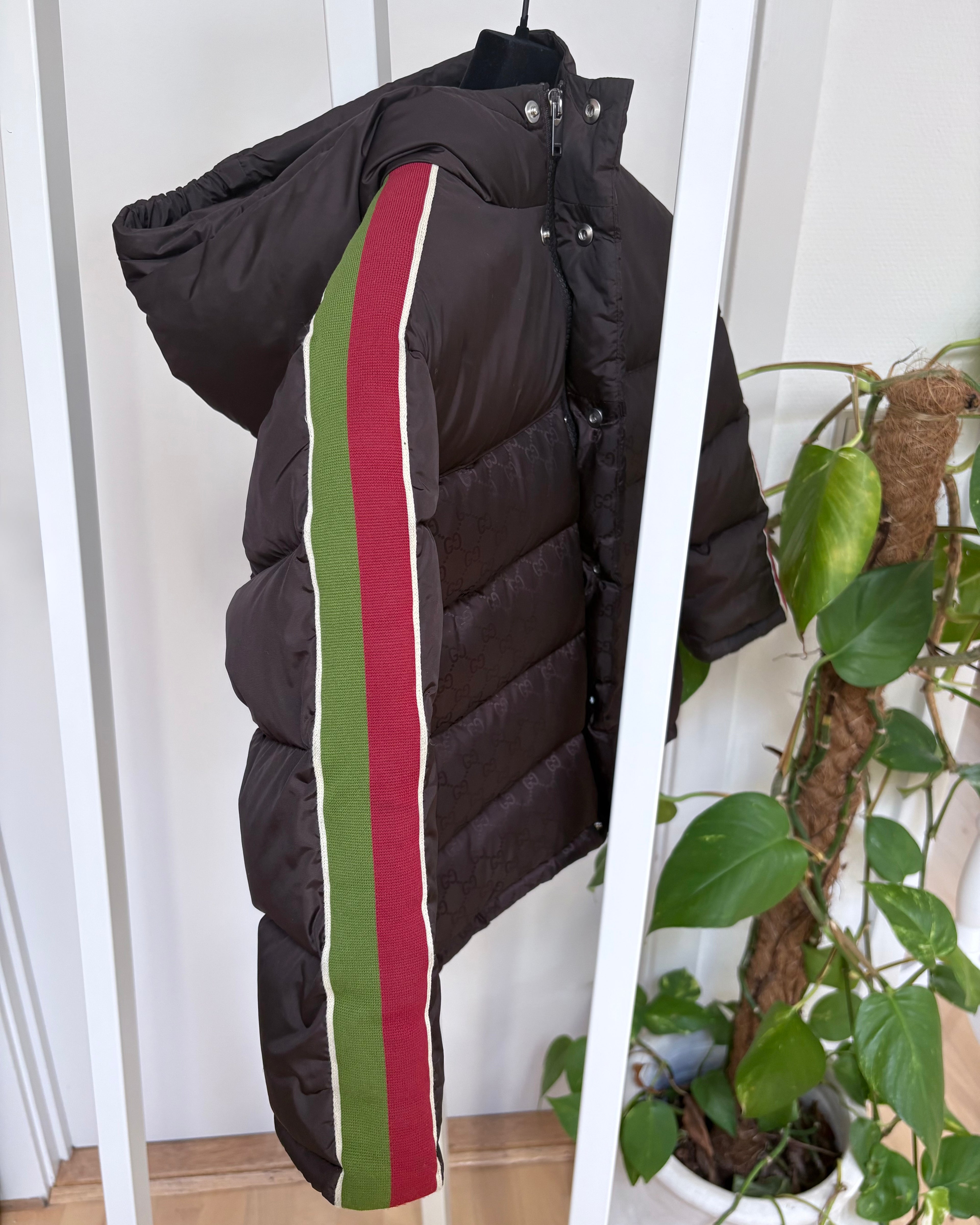 Gucci Monogram Down Puffer Jacket, Brown