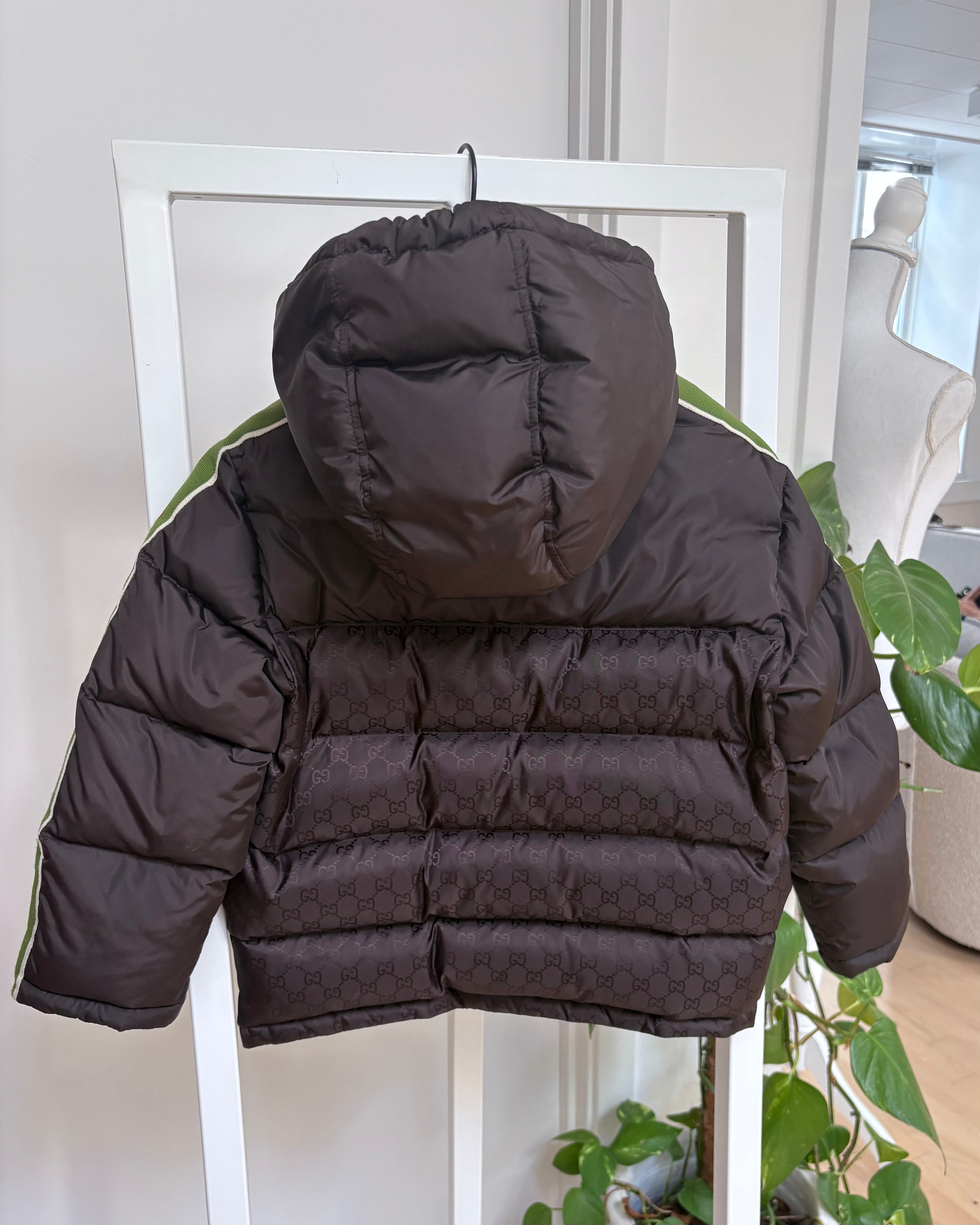 Gucci Monogram Down Puffer Jacket, Brown