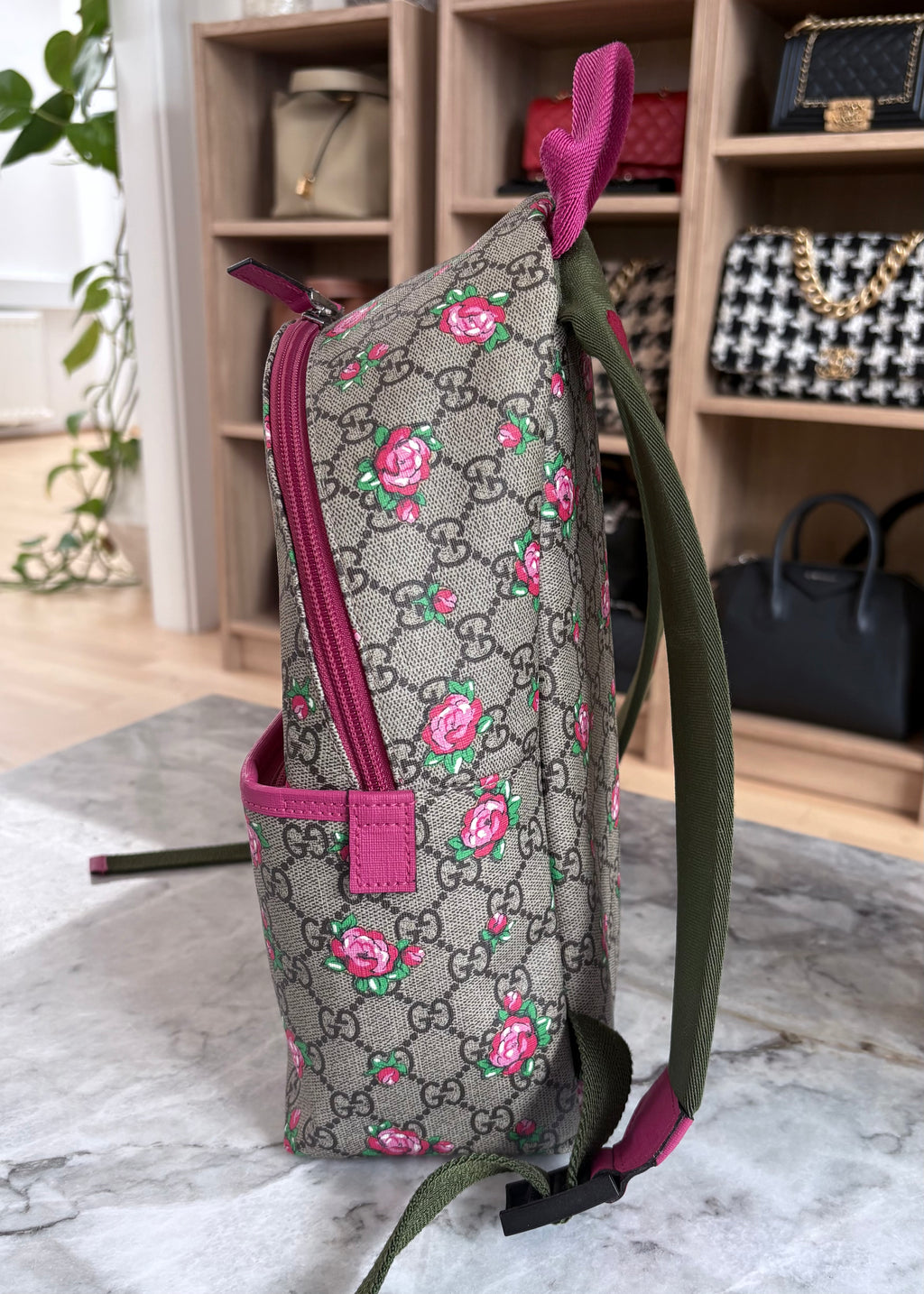 Gucci Girls' GG Supreme Rose Backpack
