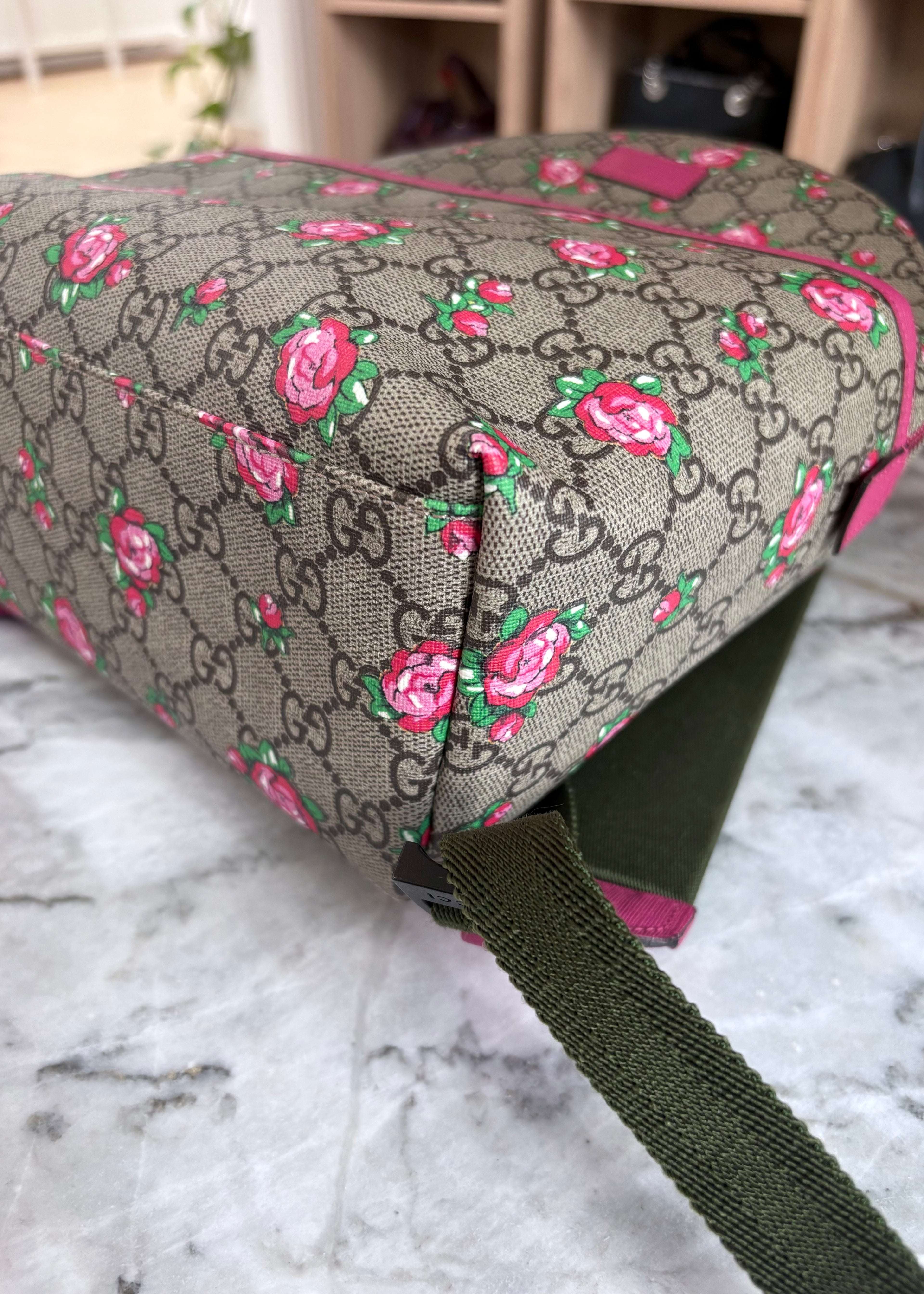 Gucci Girls' GG Supreme Rose Backpack