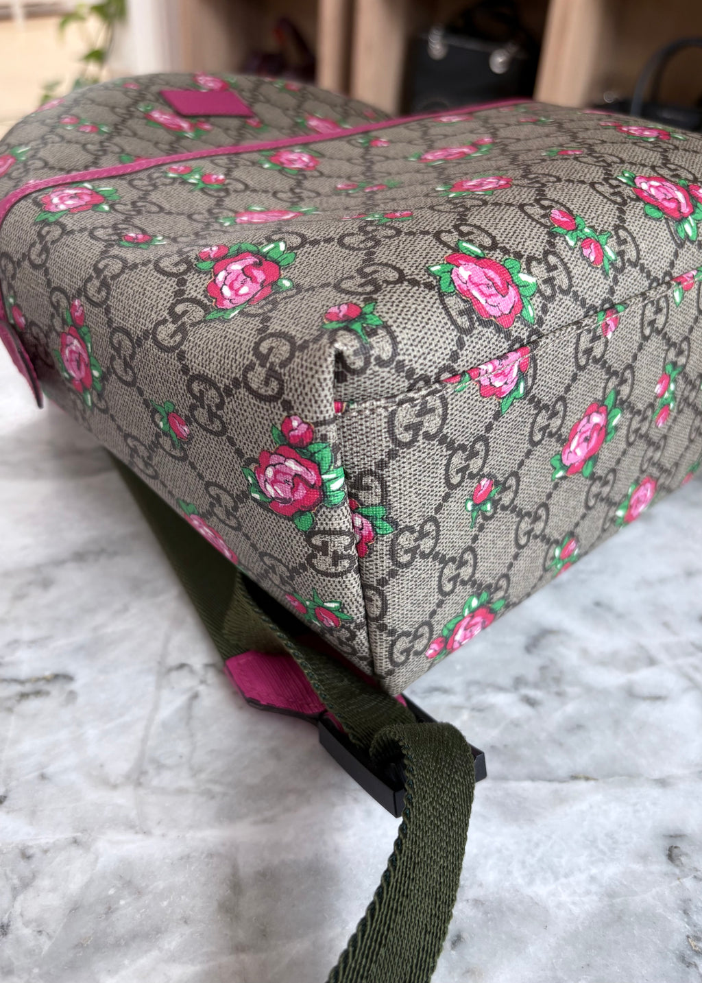 Gucci Girls' GG Supreme Rose Backpack