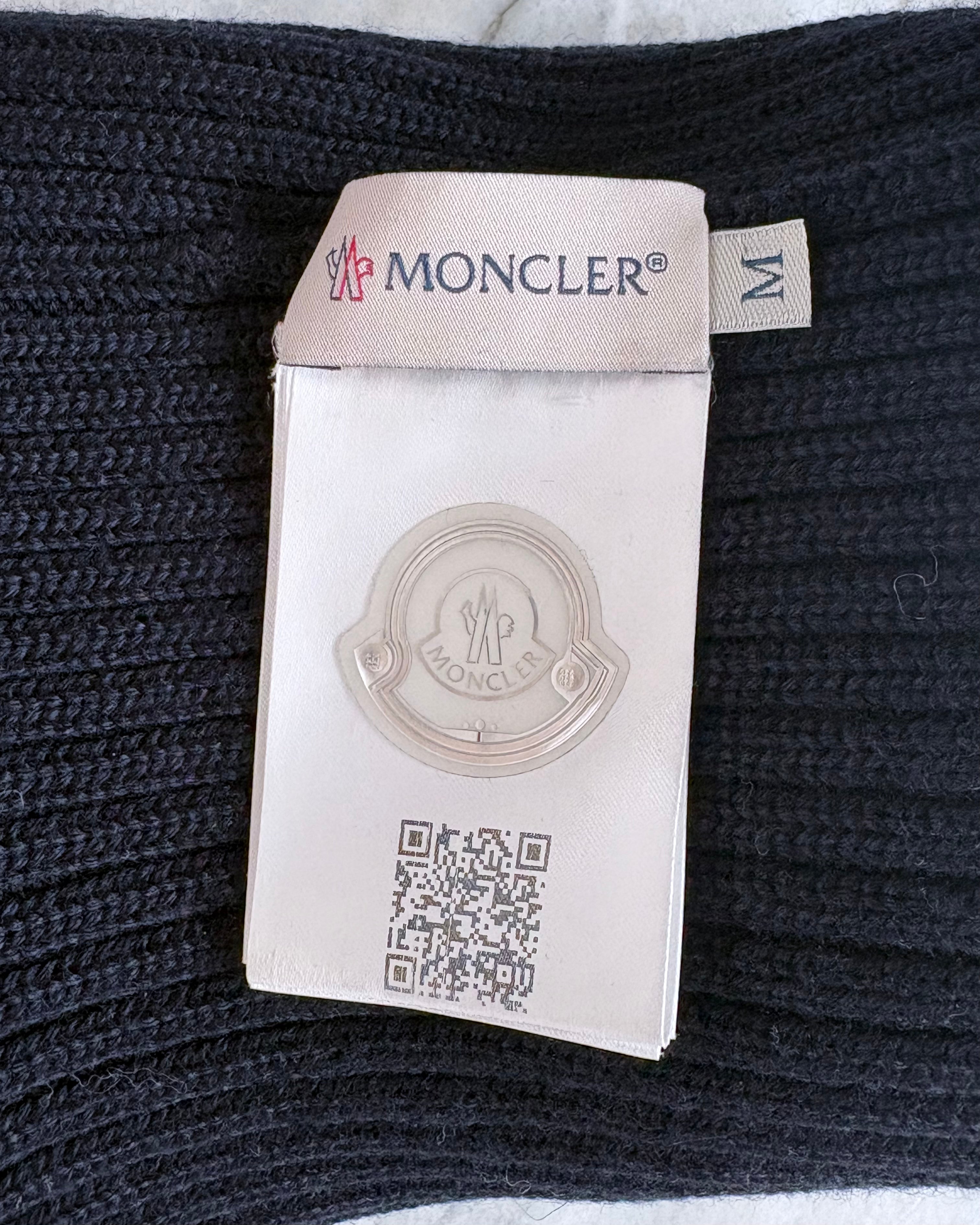 Moncler Kids Ribbed Knit Pom Pom Beanie, Navy