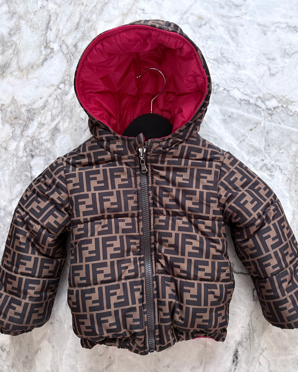Fendi Kids Reversible Logo Print Jacket, Brown