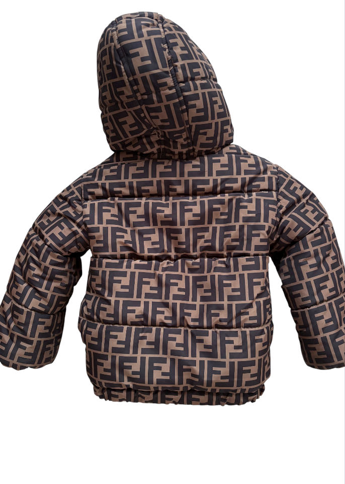 Fendi Kids Reversible Logo Print Jacket, Brown