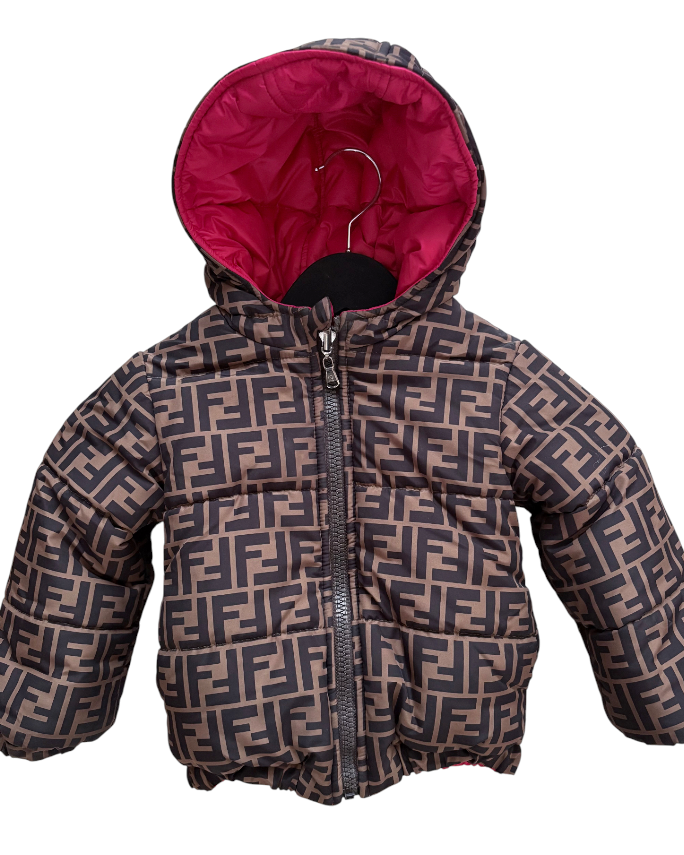 Fendi Kids Reversible Logo Print Jacket, Brown