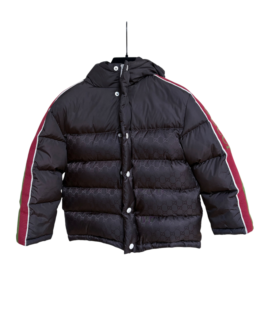 Gucci Monogram Down Puffer Jacket, Brown