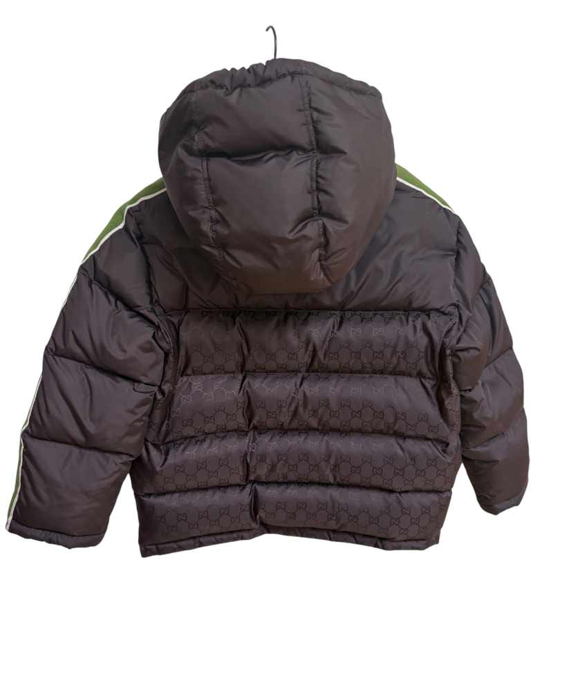Gucci Monogram Down Puffer Jacket, Brown