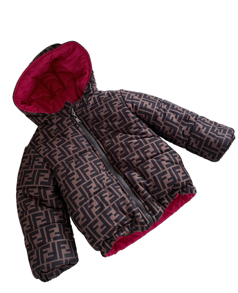 Fendi Kids Reversible Logo Print Jacket, Brown