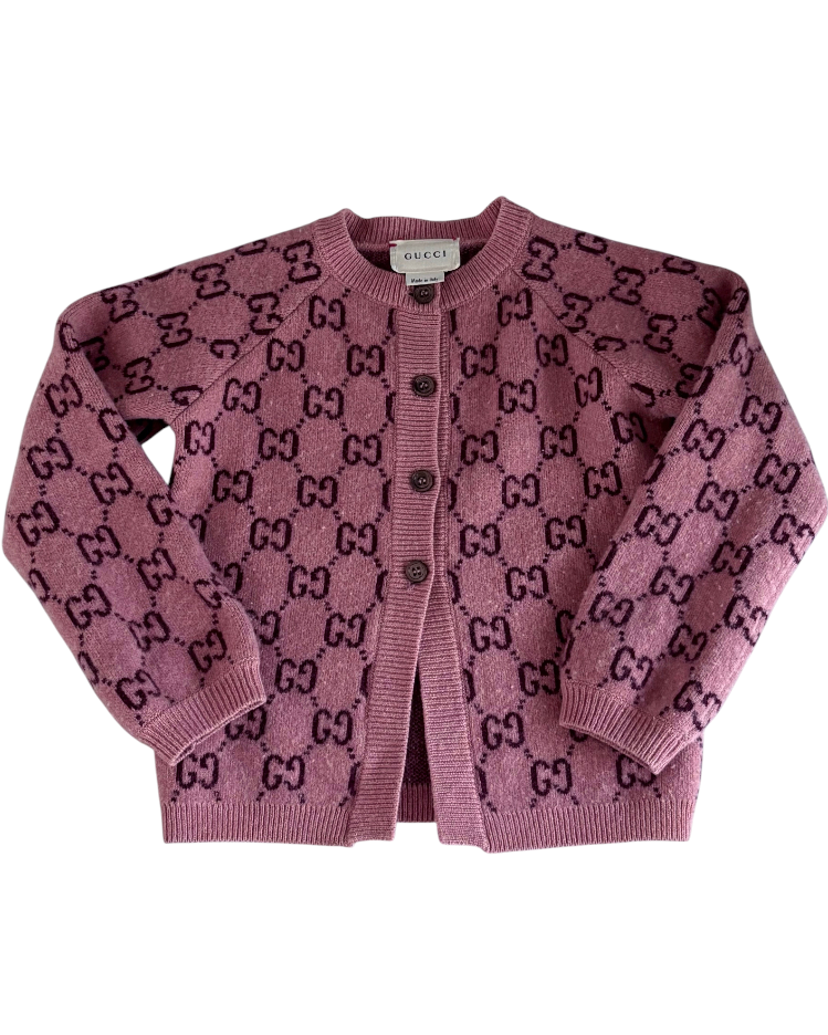 Gucci Kids GG Knit Cardigan Wool, Pink