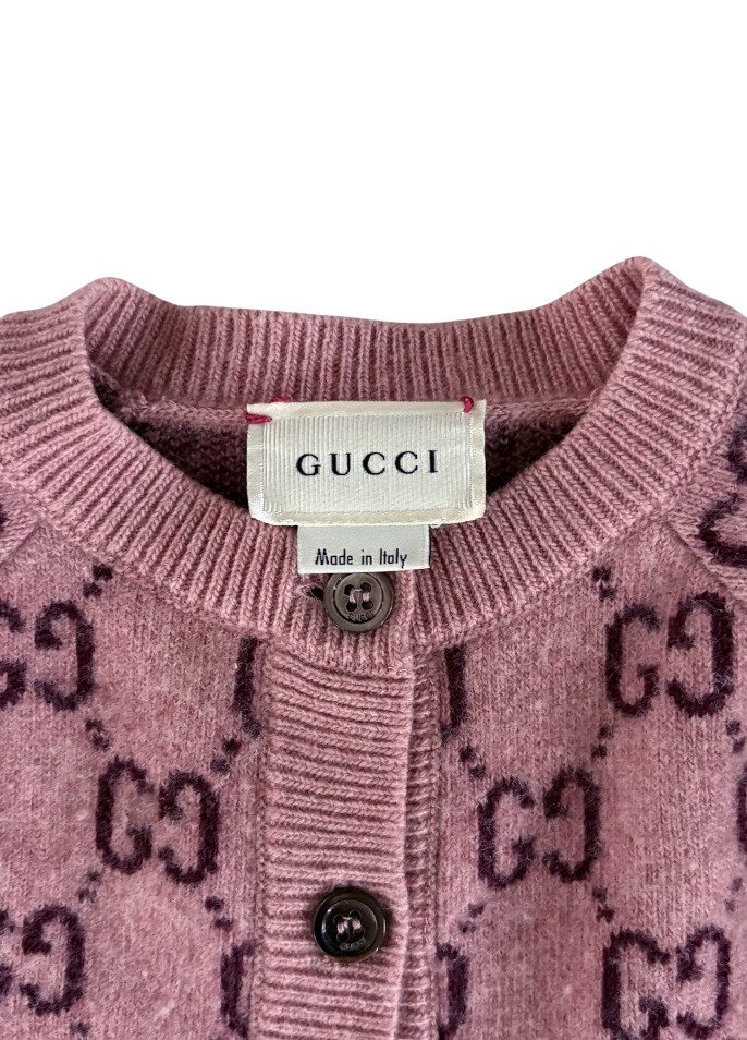 Gucci Kids GG Knit Cardigan Wool, Pink