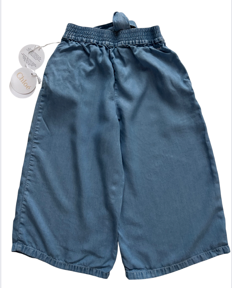 Chloé Kids Lightweight Wide Leg Trousers, Denim Light