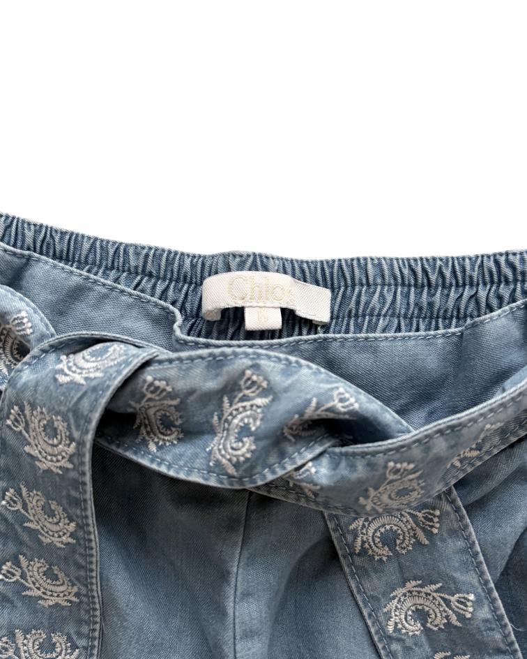 Chloé Kids Lightweight Wide Leg Trousers, Denim Light