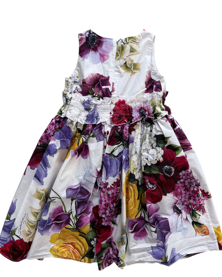 Dolce & Gabbana Kids Floral Cotton Dress with Matching Diaper Cover, Multicolor