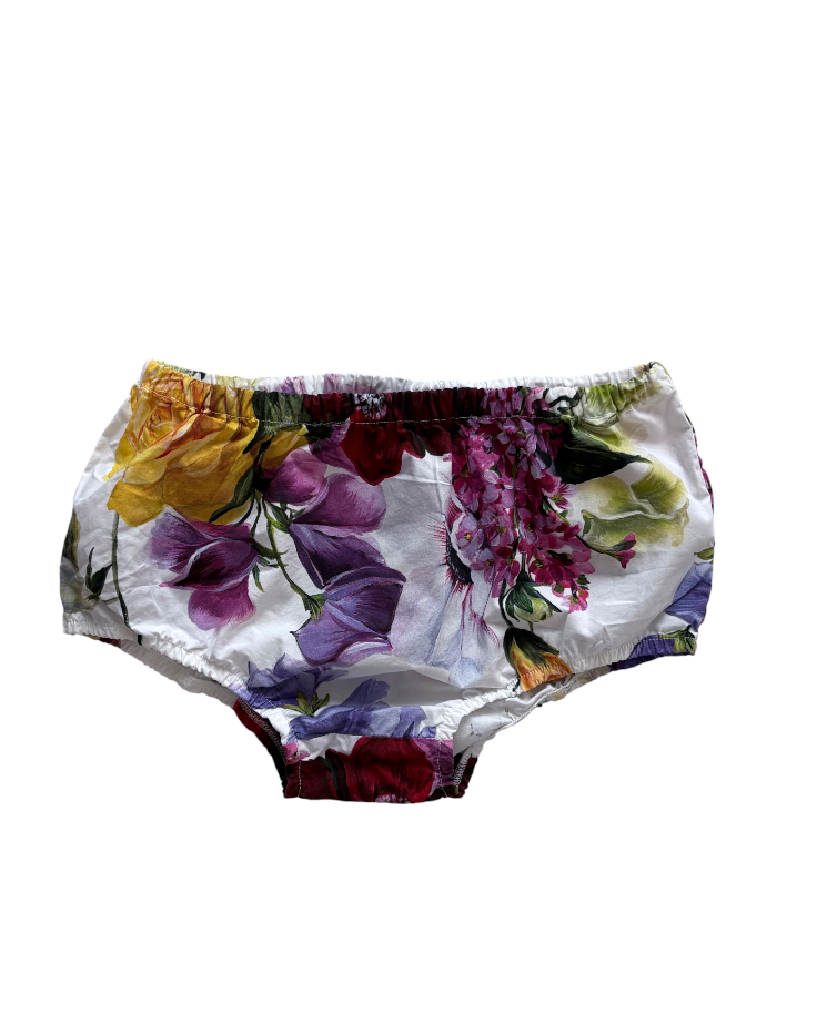 Dolce & Gabbana Kids Floral Cotton Dress with Matching Diaper Cover, Multicolor