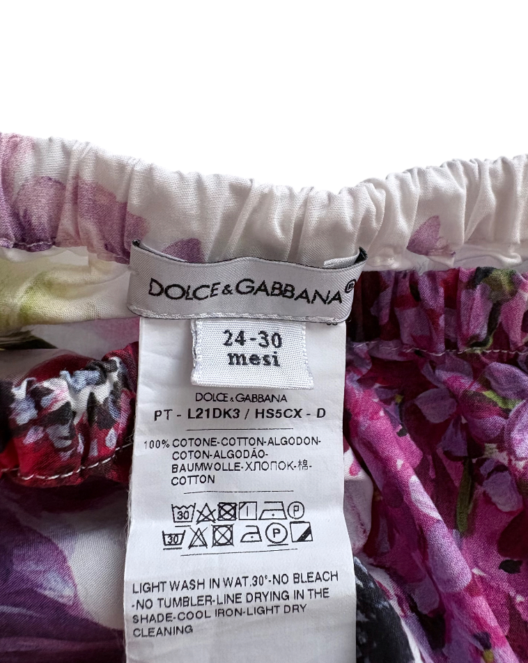 Dolce & Gabbana Kids Floral Cotton Dress with Matching Diaper Cover, Multicolor