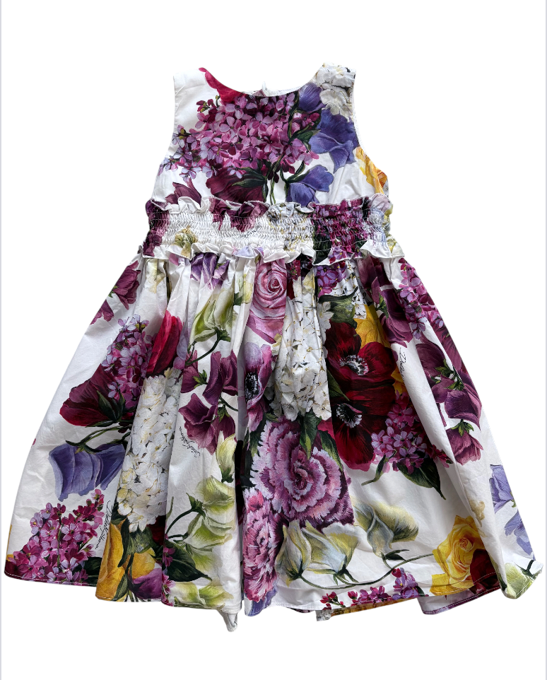 Dolce & Gabbana Kids Floral Cotton Dress with Matching Diaper Cover, Multicolor